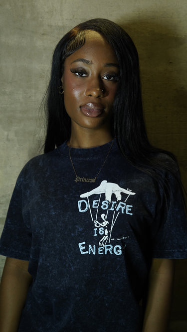 Navy & Baby Blue Acid Washed Puppet Tee