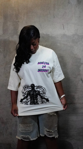 “I’m Wired Different” Baby Blue & Hot Pink - OFF WHITE Tee