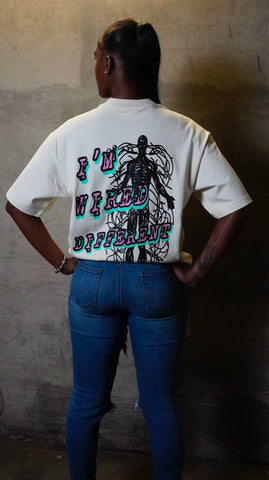 “I’m Wired Different” Pink & Mint - OFF WHITE Tee