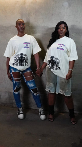 “I’m Wired Different” Baby Blue & Hot Pink - OFF WHITE Tee