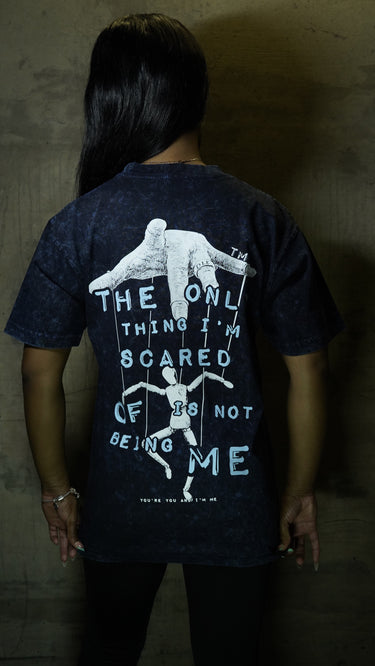 Navy & Baby Blue Acid Washed Puppet Tee